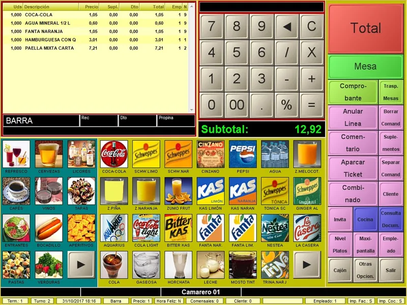 Pantalla de venta de BDP-Net en la barra de un bar